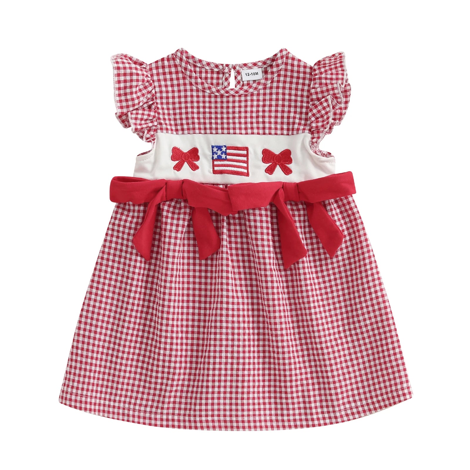 Girls Patriotic Dress American Flag Print Bow Sleeveless Casual Dress Toddler Independence Day Summer Outfit Kids Red White