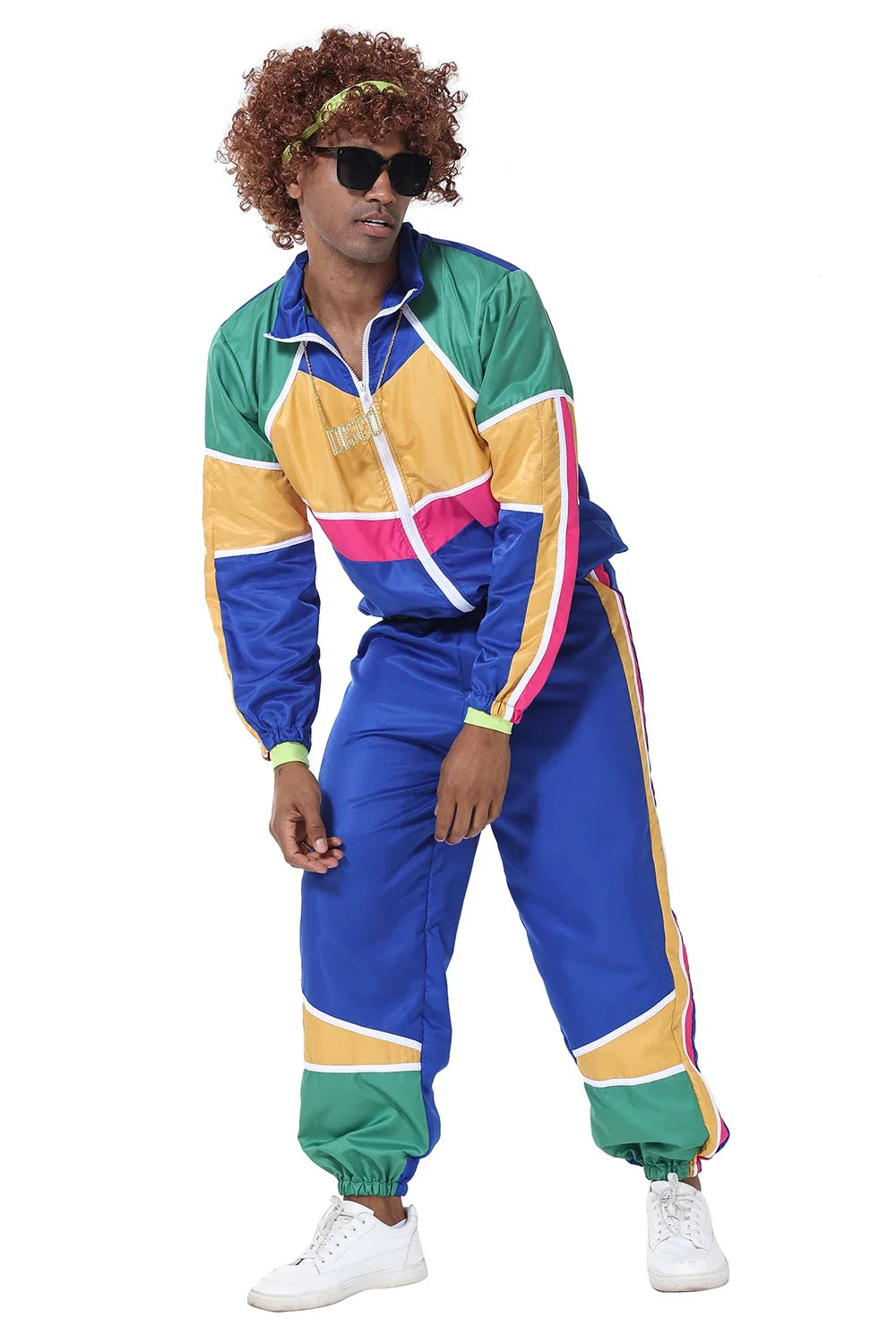 Couples Hippie Costumes for Women Men 80s 90s Retro Sportwear Hippie Disco Cosplay Costume Halloween Party Role Playing Clothes