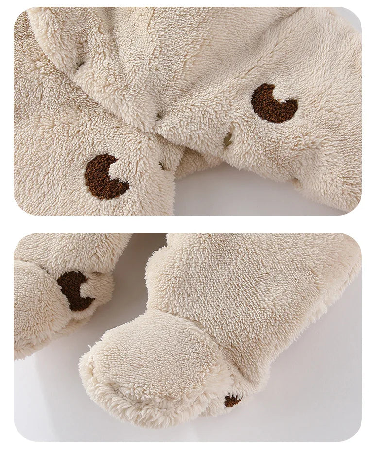 Winter Newborn Clothes Cotton Padded Toddler Clothes Fur Lining Girls Hoodie Footies Warm Jumpsuits