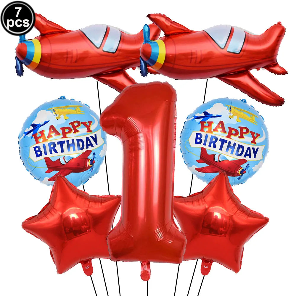 Airplane Birthday Party Supplies Plane Party Paper Plates Napkins Balloon Airplane Tablecloth Tableware for Baby Shower Decors
