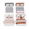 Dollhouse Cream Color Double Bed Model For Bedroom Micro Landscape Scene Miniature Furniture Doll Accessories