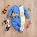 Newborn Baby Clothes 0-12 Months blue car stripe print Long Sleeve Footies Toddler Boy Clothes Kids Jumpsuit Pyjama Bebe