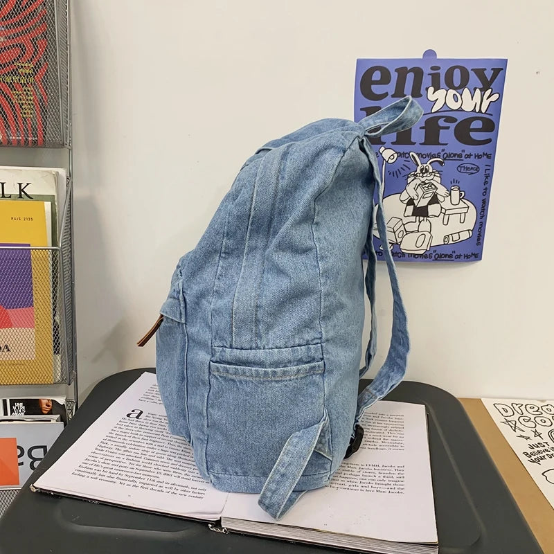 New Men's and Women's Denim Backpack Large Capacity Laptop Bag Travel Backpack College Student Backpack