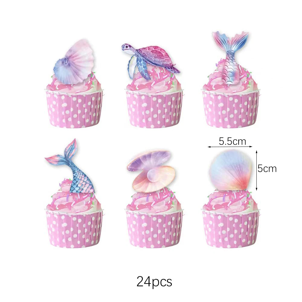 Mermaid Disposable Tableware Set Little Mermaid Paper Plates Cup Napkin Tablecloth Mermaid Birthday Party Decoration Girl