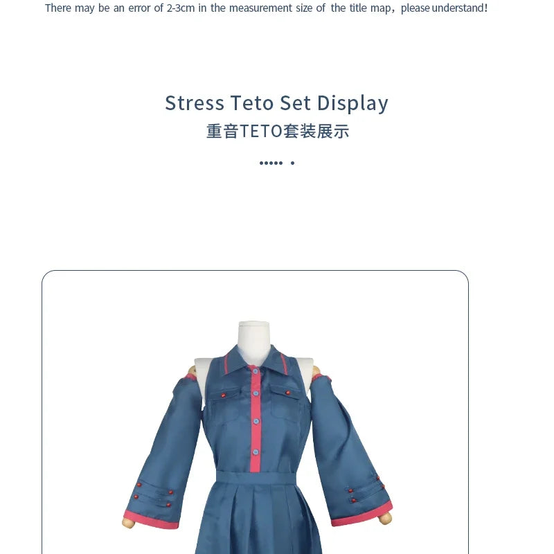 Anime Mikuu kasane Teto Cosplay Costume Women Men Grey Pink Dress Cosplay Halloween Costume Cosplay Made Accessorie props