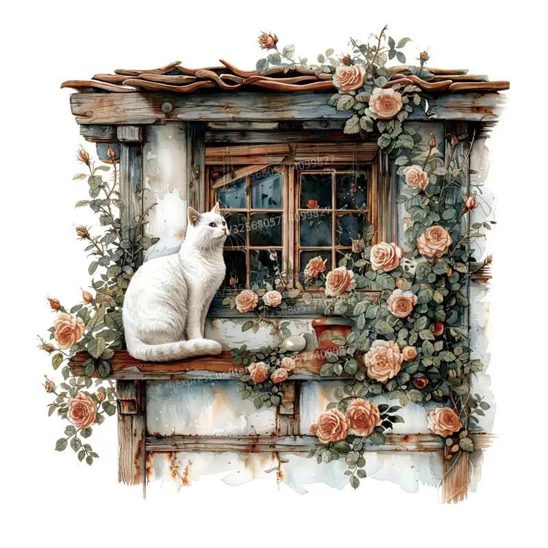 Cartoon Cat Window Wall Sticker Living Room Sofa Background Decoration Wallpaper For Home Decor Kids Room Art Decals M984