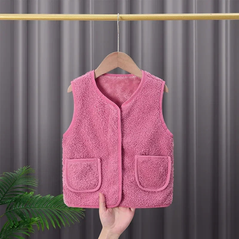 toddler girl winter clothes Autumn and Winter Children's New Lamb Velvet Vest Warm Vest for Infants and Girls toddler