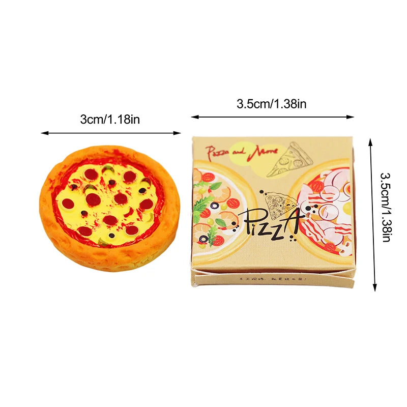 Dollhouse Takeaway Boxed Pizza 1:12 Dollhouse Miniature Simulation Kitchen Pizza Small Ornament Model DIY Kid Toy Accessories