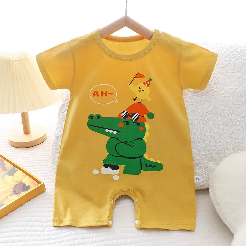 2025 Infant Toddler Crawling Clothes Cotton Summer Boys Girls Thin Male Baby Female Short-sleeved Romper suit Children's Onesie