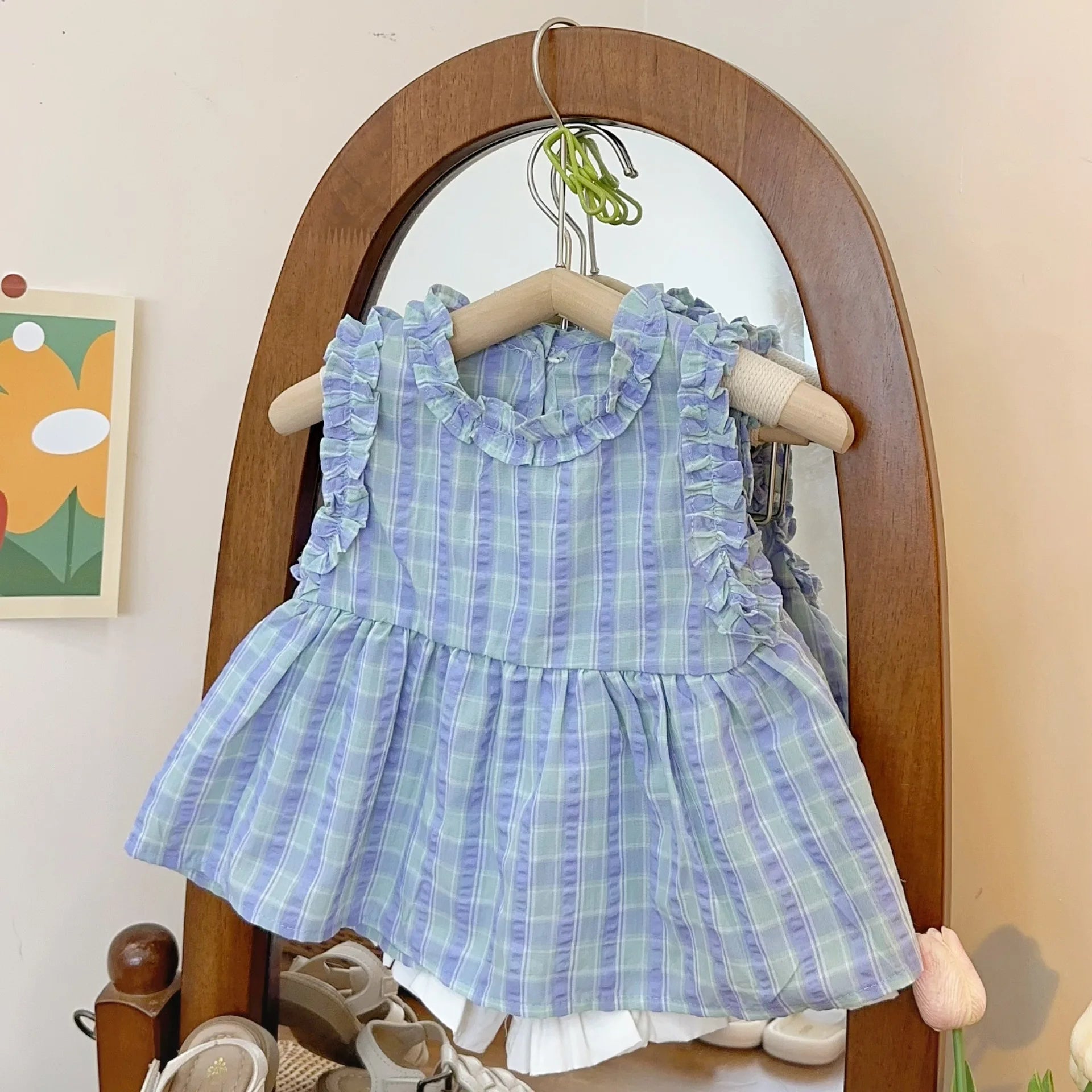 Children's Clothing Sets Plaid Sleeveless Top + Shorts Kids Clothes Girls Clothes Set 2 To 7 Years Kids Boutique Clothes