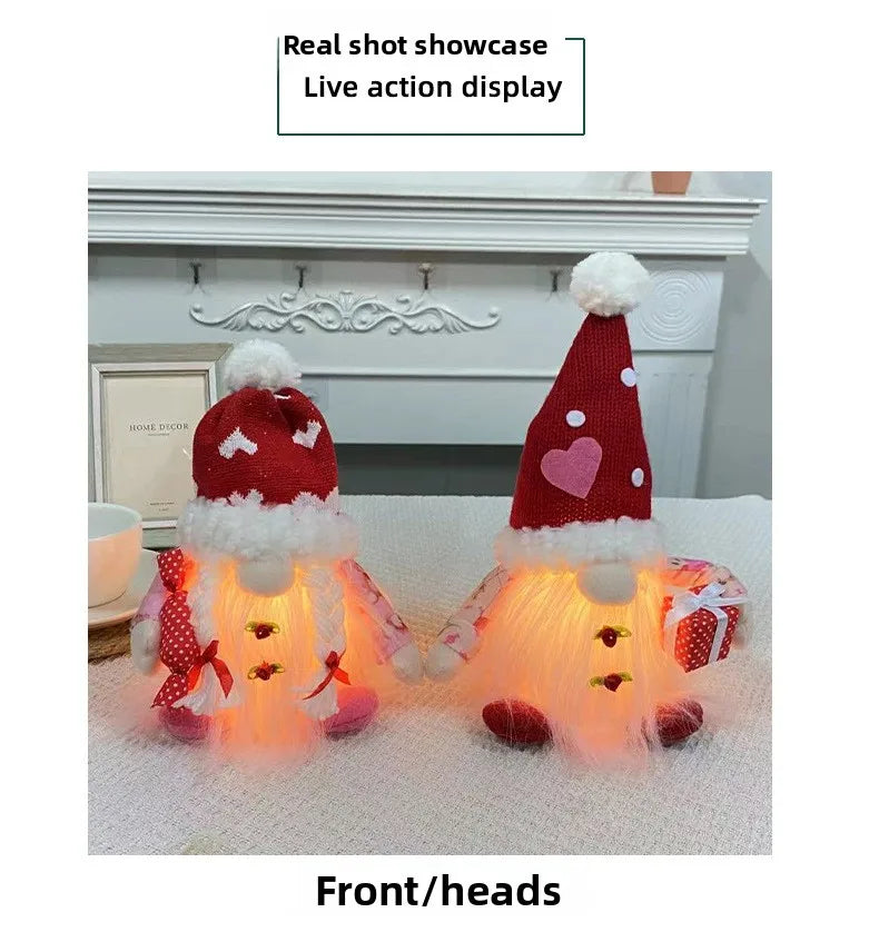 Valentine's Day Decorations Glowing Gnome Faceless Doll Ornaments Plush Knitted Love Faceless Dolls Holiday Party Surprise Gift