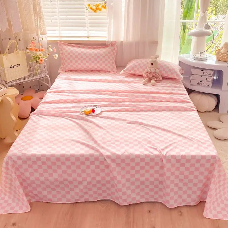 Bed Sheets Plaid Non-slip Comfortable Washed Twin Queen Full Size Nordic Style Universal Bedspread Simple Durable Antibacterial