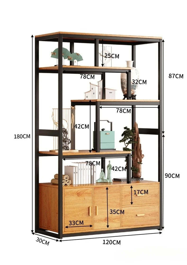 Industrial Iron Bookcase Bookshelf Wall Shelf Storage Cabinet Display Rack Living Room Office Divider Armoires Librero Furniture