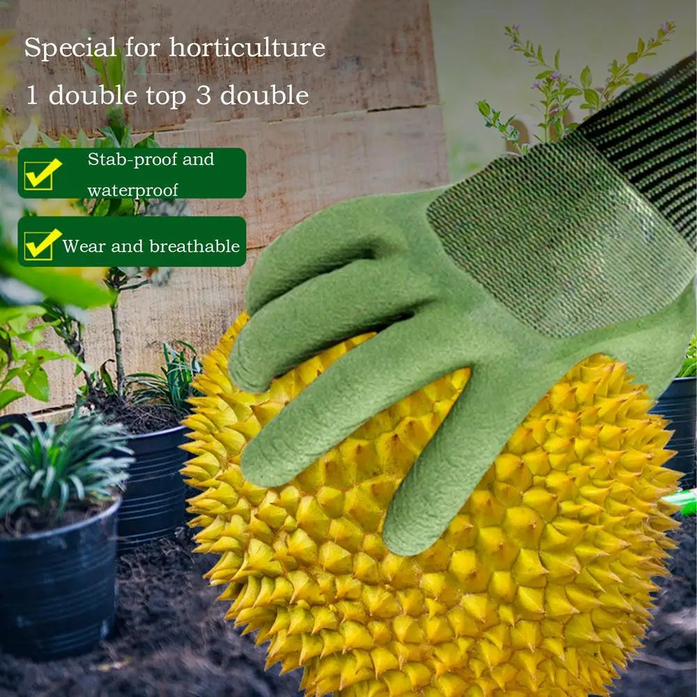 1Pair Gardening Gloves Latex Waterproof Horticultural Gloves Non-slip Protective Gear for Vegetable Flower Plant Gardening Glove