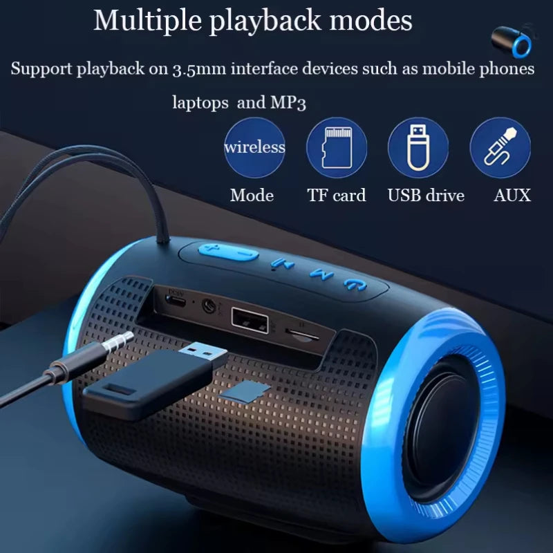 Portable Speaker Wireless Bluetooth Speakers with 5.3 Stereo FM/SD/USB Disk/Aux Modes Waterproof for Outdoor Hifi Sound TSN-1