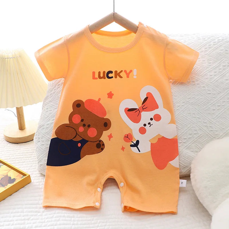 2025 Infant Toddler Crawling Clothes Cotton Summer Boys Girls Thin Male Baby Female Short-sleeved Romper suit Children's Onesie