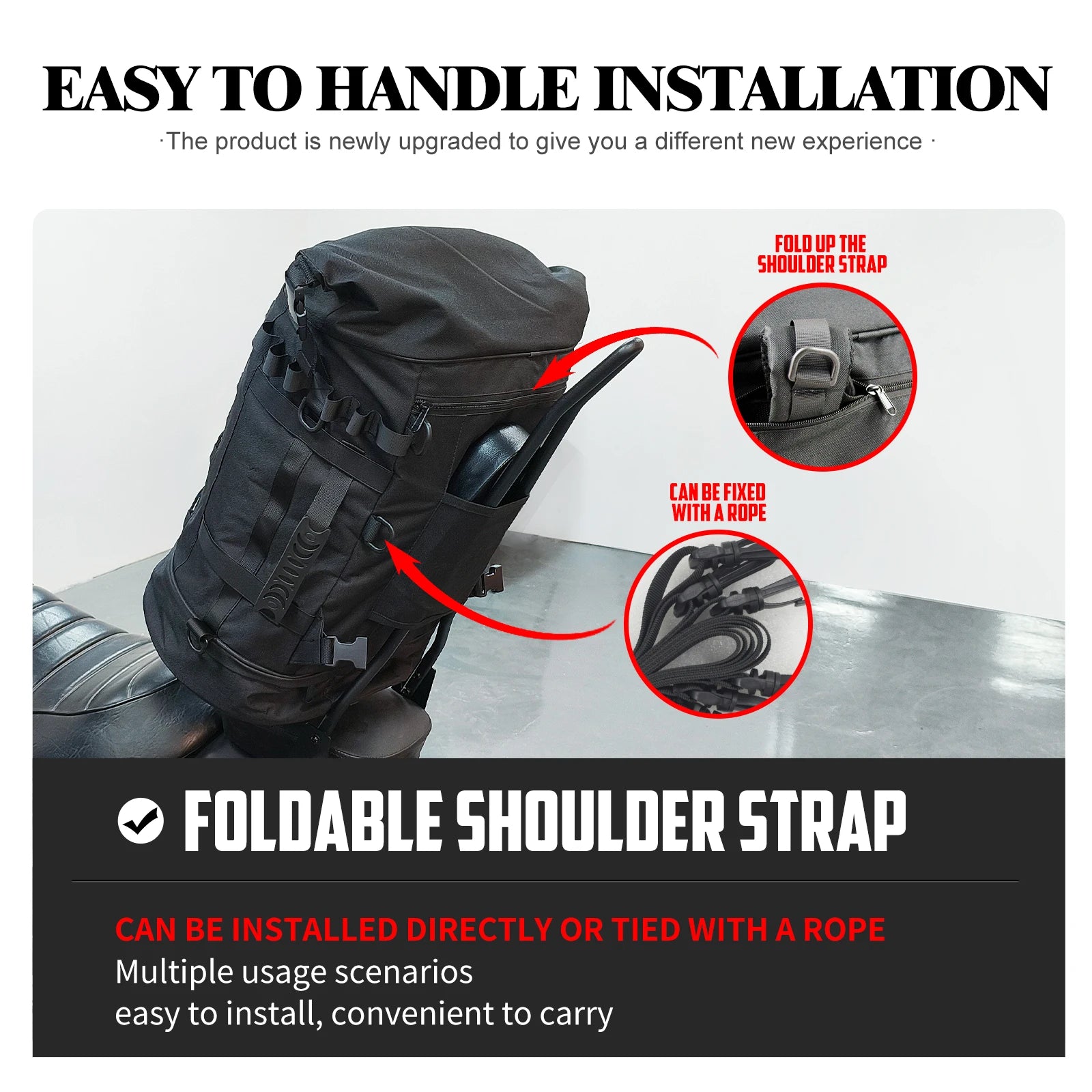 Motorcycle 50L-85L Luggage Backpack Sissy Bar Backrest Bag With Straps Universal For Most Motorcycles Expandable Tail Rack Bag