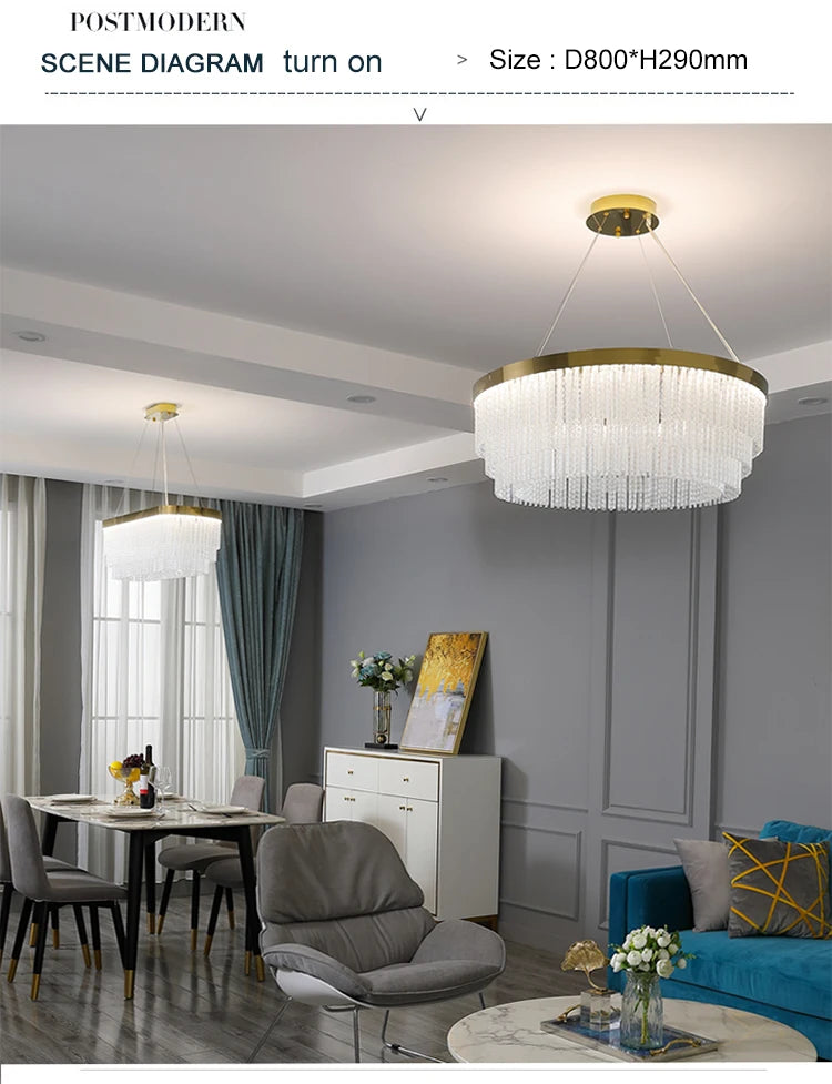 Post Modern Led Chandelier 2026 New Tassel Crystal Pendant Lamp American Luxurious Chandelier Home Decor Luster Lighting Fixture