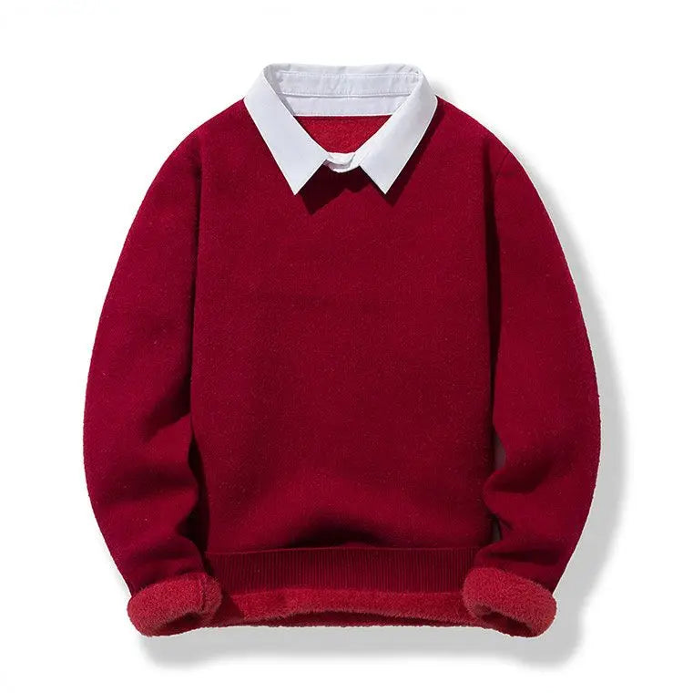 Men's Clothing Autumn Winter Long Sleeve New Tops T-Shirts Round Neck Fashion New Comfortable Solid Color Sweaters