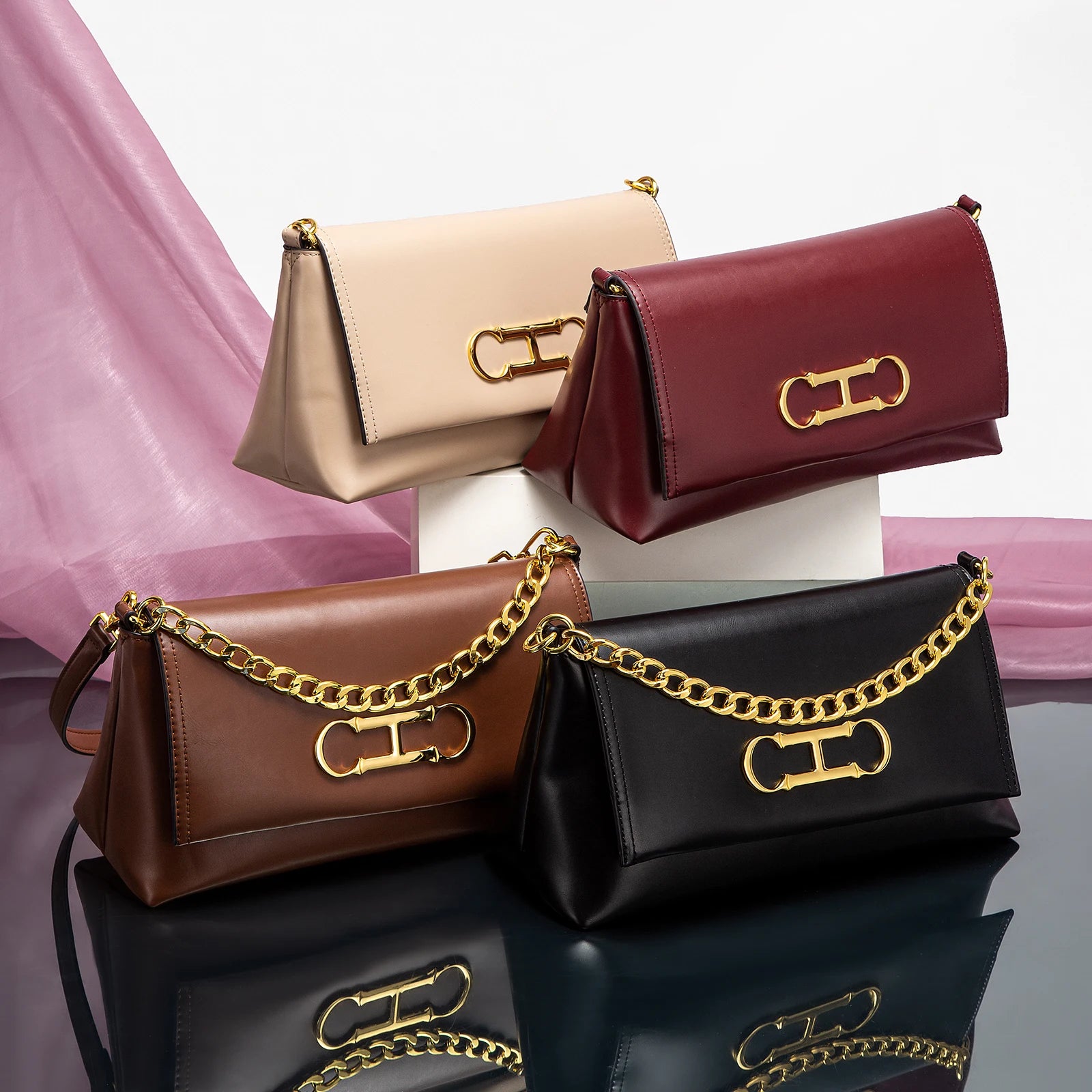 Fashion Classic Retro New Solid Color Square Women's Shoulder Bag Fashion Party Multi functional Occasion Crossbody Bag