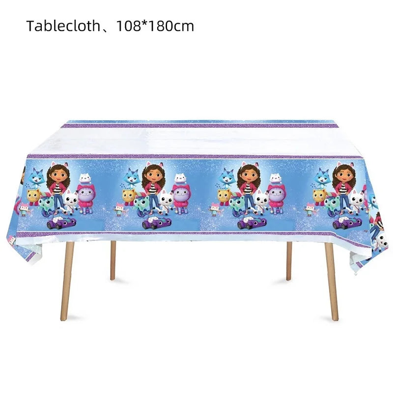 Gabby Doll's House Party Supplies Tableware Paper Plate Ballon Tablecloth for Kids Boys Birthday Party Decorations Baby Shower