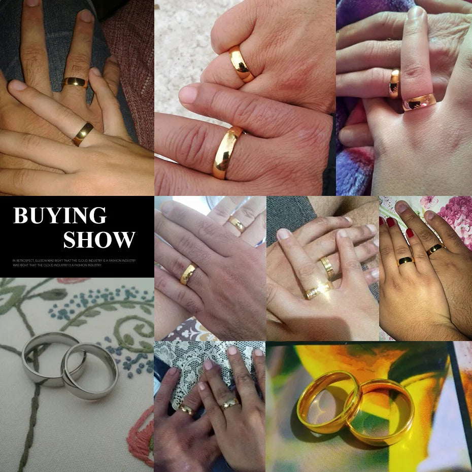 Simple Couple Wedding Band Rings for Women Men Customized Record Name Date Lovers Anniversary Gift Jewelry