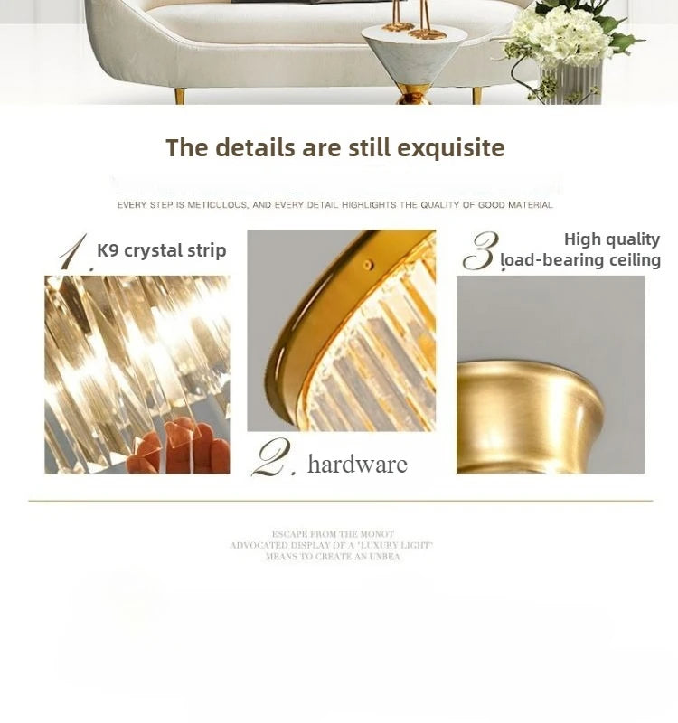 Modern LED Crystal Chandelier American Atmosphere Living Room Villa Hanging Light Bedroom Dining Room Pendant Lamp Home Decor