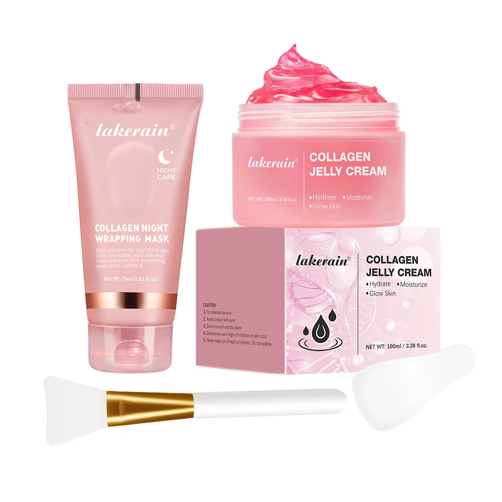 Collagen Jelly Cream Hydrolyzed Collagen Overnight Facial Mask Wrapping Peel-Off Mask Hydrating Firming Moisturizing SkinCare