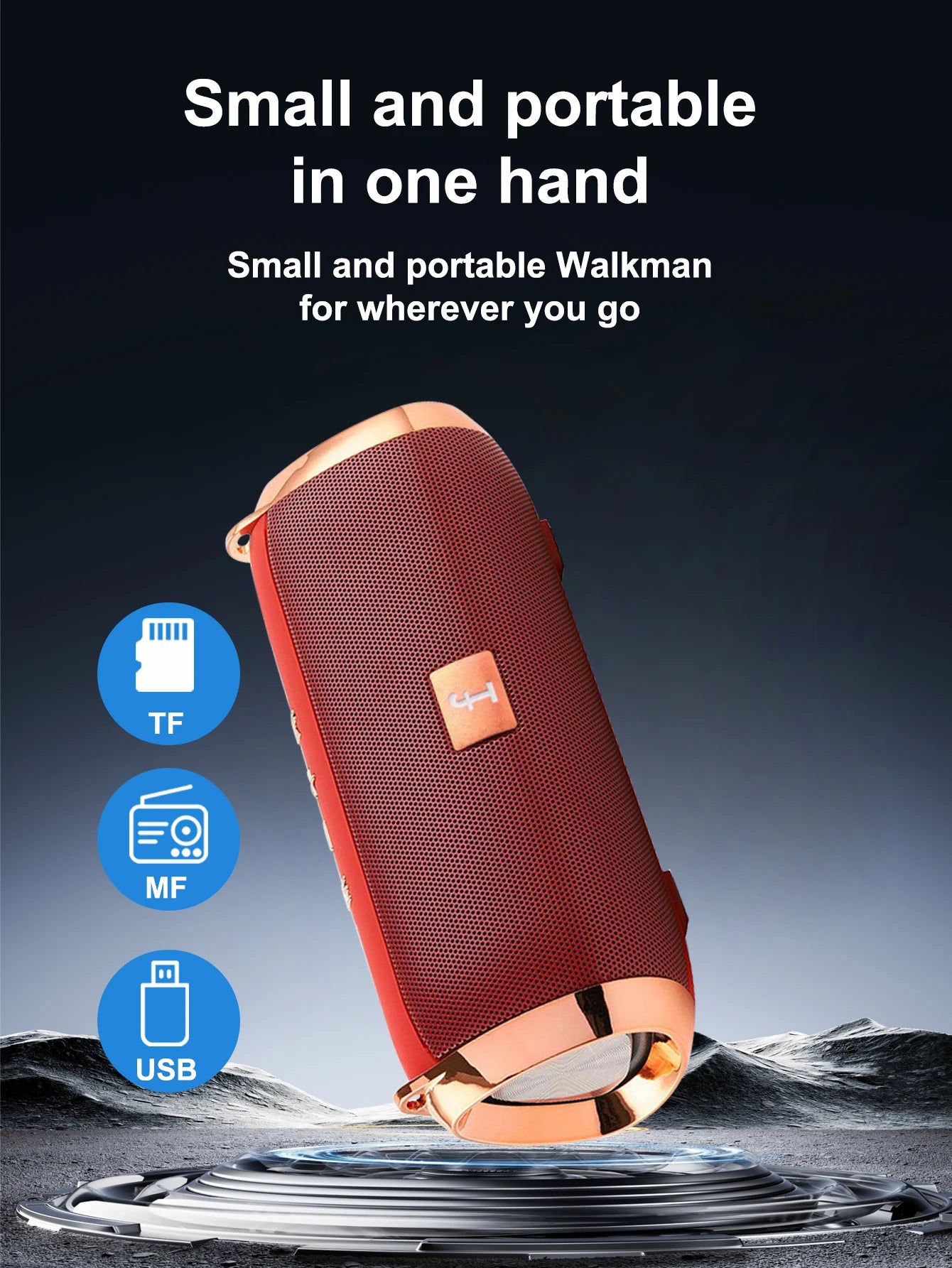 Portable Speaker Wireless Bluetooth Subwoofer Outdoor Waterproof Speaker Plug-in Voice Prompt Small Speaker Holiday Gift