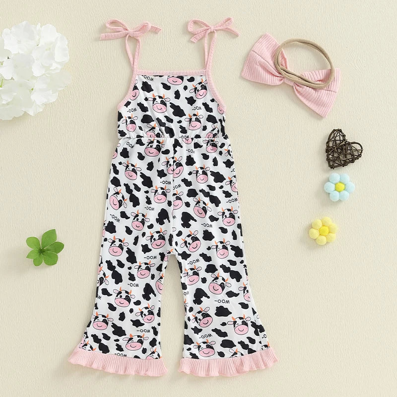 Adorable Infant Girl Floral Print Romper with Matching Headband Set for Summer Beach Vacation Outfit 2 Pcs Set