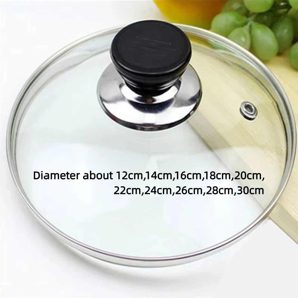 Durable Universal Pot Cover Tempered Glass Visible Pot Lid Anti-scalding Round Cookware Parts Kitchen Accessories