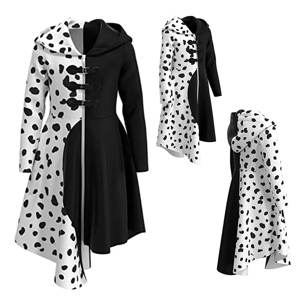 Movie Cruella Cosplay Costume Dress Outfit Cloak With Gloves Carnival Suit Cruella De  Vil Costume For Adult Party Uniform Suit