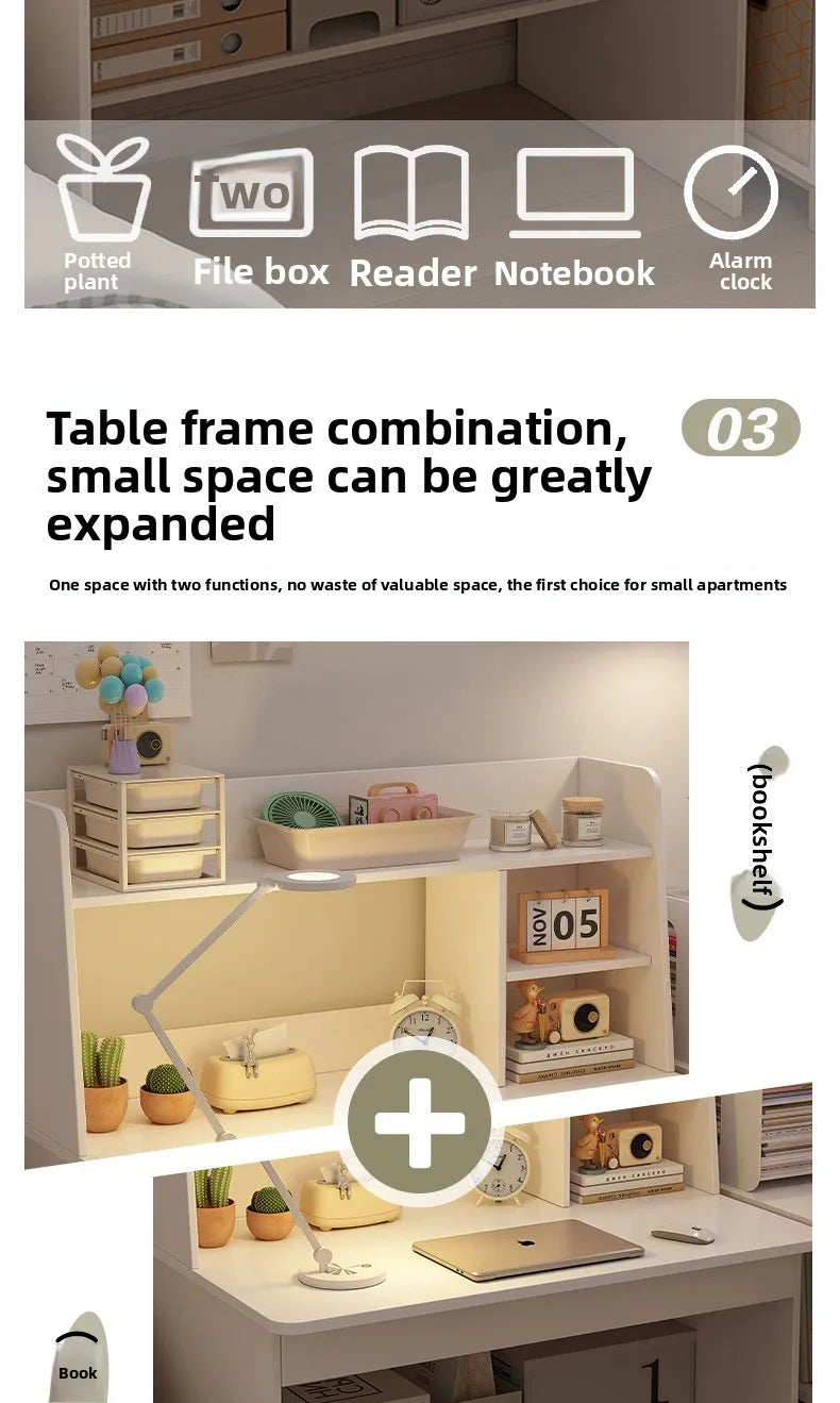 Desk, bookshelf, integrated computer desk, home bedroom, small table for students to learn to write