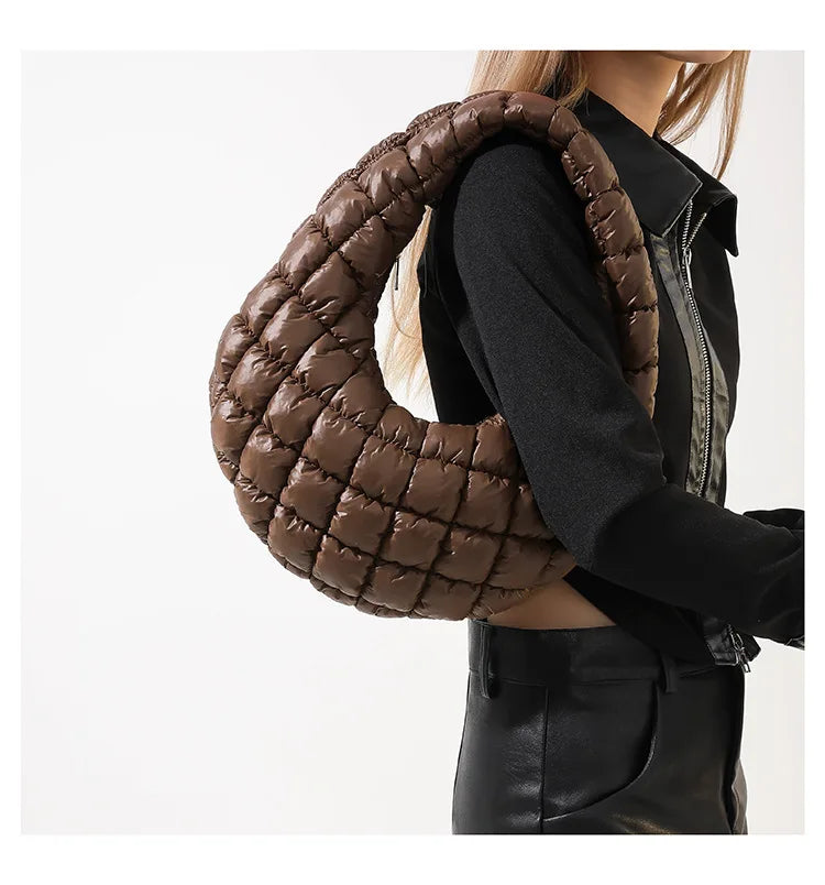 Quilted Embroidered Thread Women's Bag Pleated Cloud Mini Handbags Down Padded Lightweight Clutch Bag Cotton Small Shoulder Bags