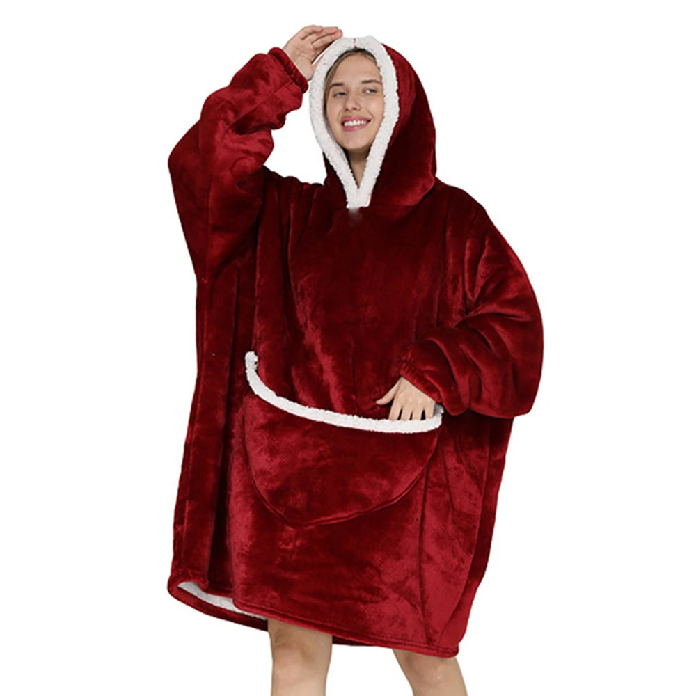 Lazy Hoodie Blanket Oversized for Women Winter Fleece Sherpa Leopard Print Sleeping Blanket Hoodies Thicken Fleece Sweatshirt