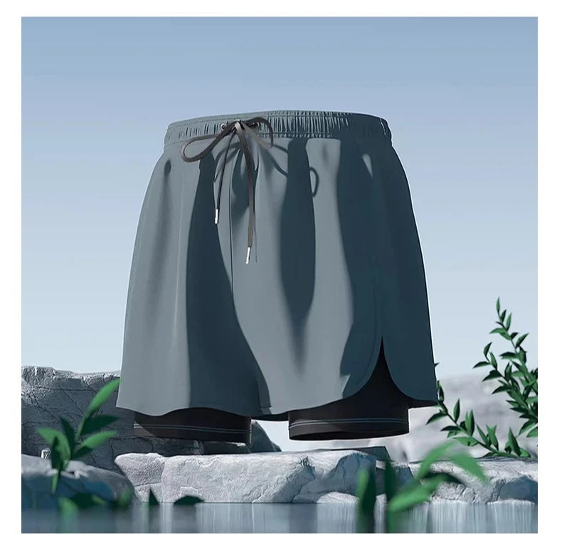 Adult Swimming Trunks for Men 2025 New Style Quick-drying Double-layer Anti-embarrassment Large Size Casual Swimming Shorts
