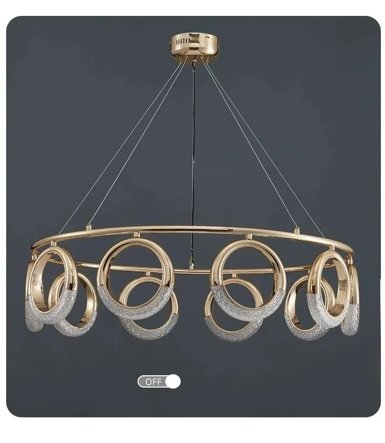 Modern Chandelier For Living Room Bedroom Nordic Golden Ring Ceiling Lamp Luxury Home Decor Indoor Ceiling Light Lustre Fixtures