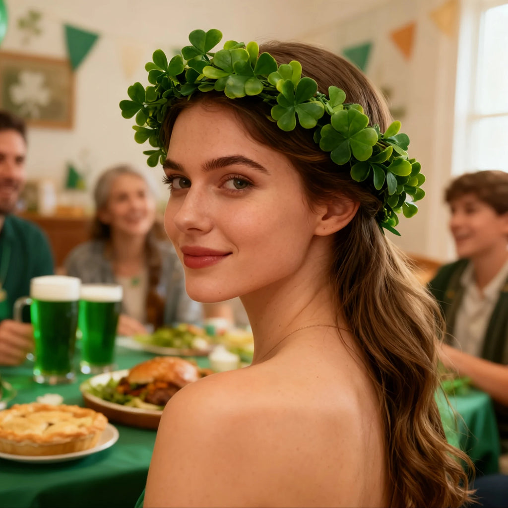 St. Patrick'S Day Green Floral Headband | Irish Style Plastic Flower Crown for Women and, Party Accessory.