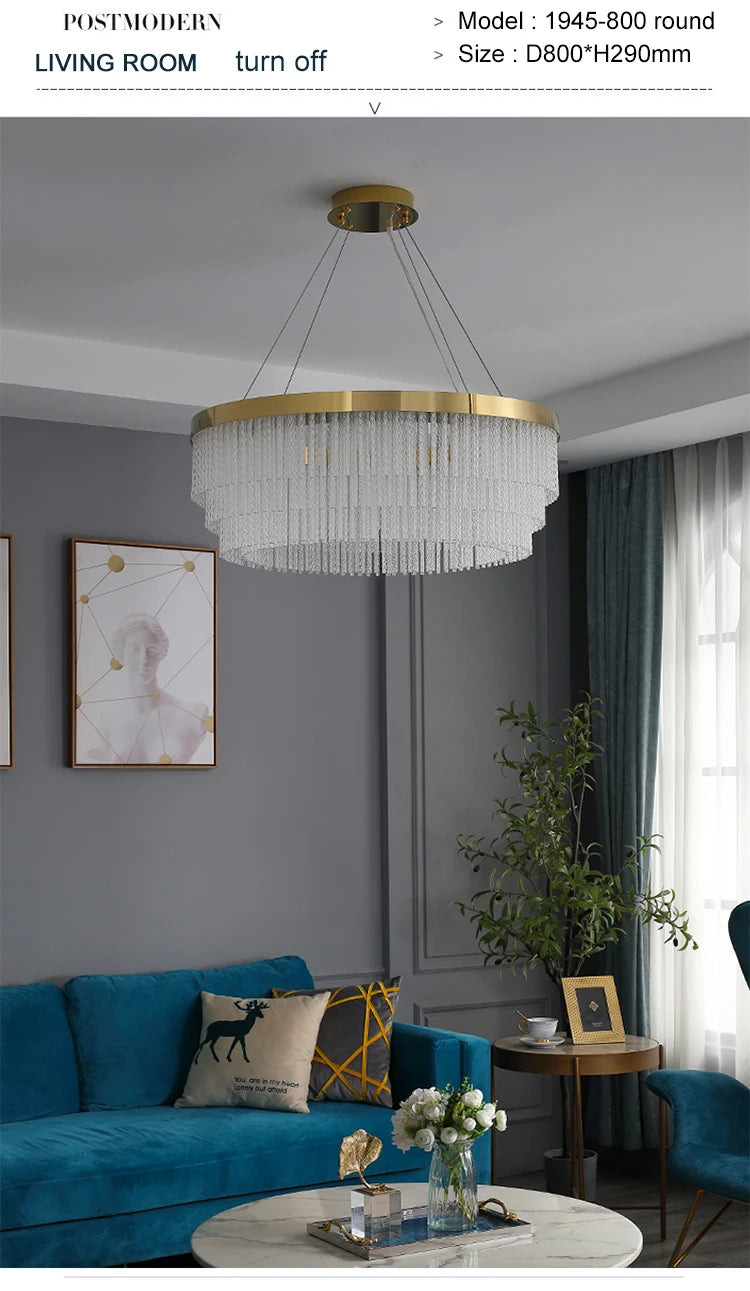 Post Modern Led Chandelier 2026 New Tassel Crystal Pendant Lamp American Luxurious Chandelier Home Decor Luster Lighting Fixture