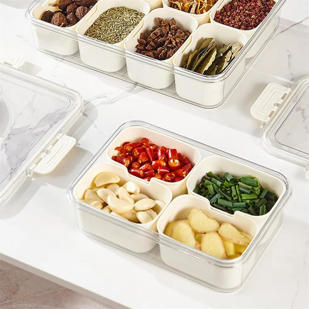 Snack Box Container, 4 Compartments Divided Serving Tray with Lid, Snackle Box Container, Snack Organizer for Fruit, Veggie, Per