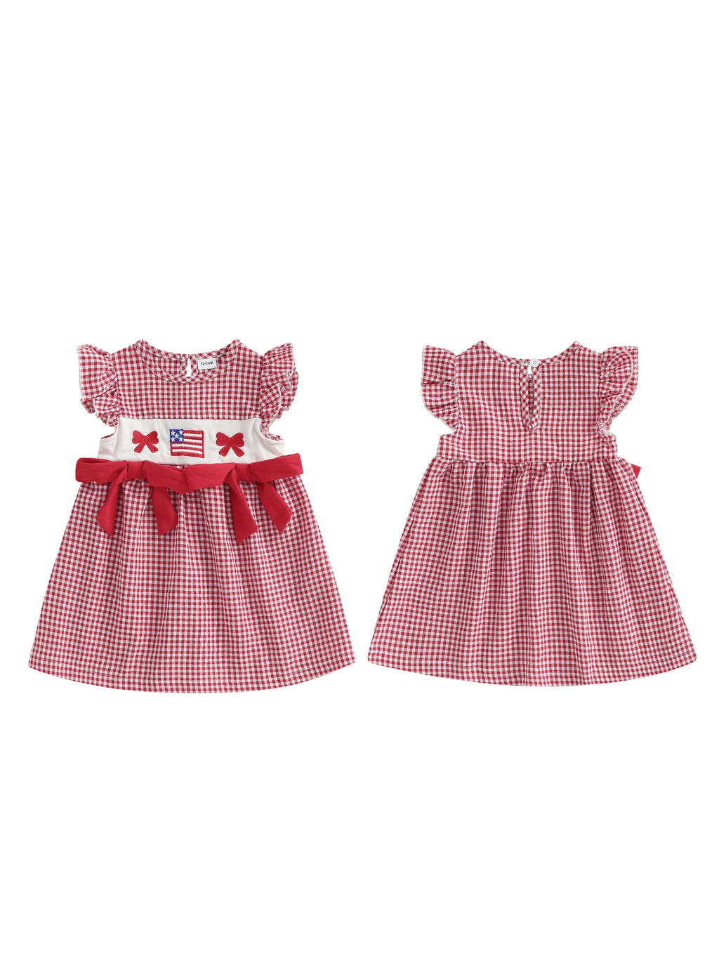 Girls Patriotic Dress American Flag Print Bow Sleeveless Casual Dress Toddler Independence Day Summer Outfit Kids Red White