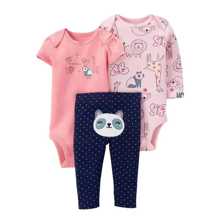 2025 Baby Girls Clothes Autumn Spring Newborn Infant Outfit Cotton Bodysuit Top And Bottom Pants Kids Toddler Clothing Set 6-24M