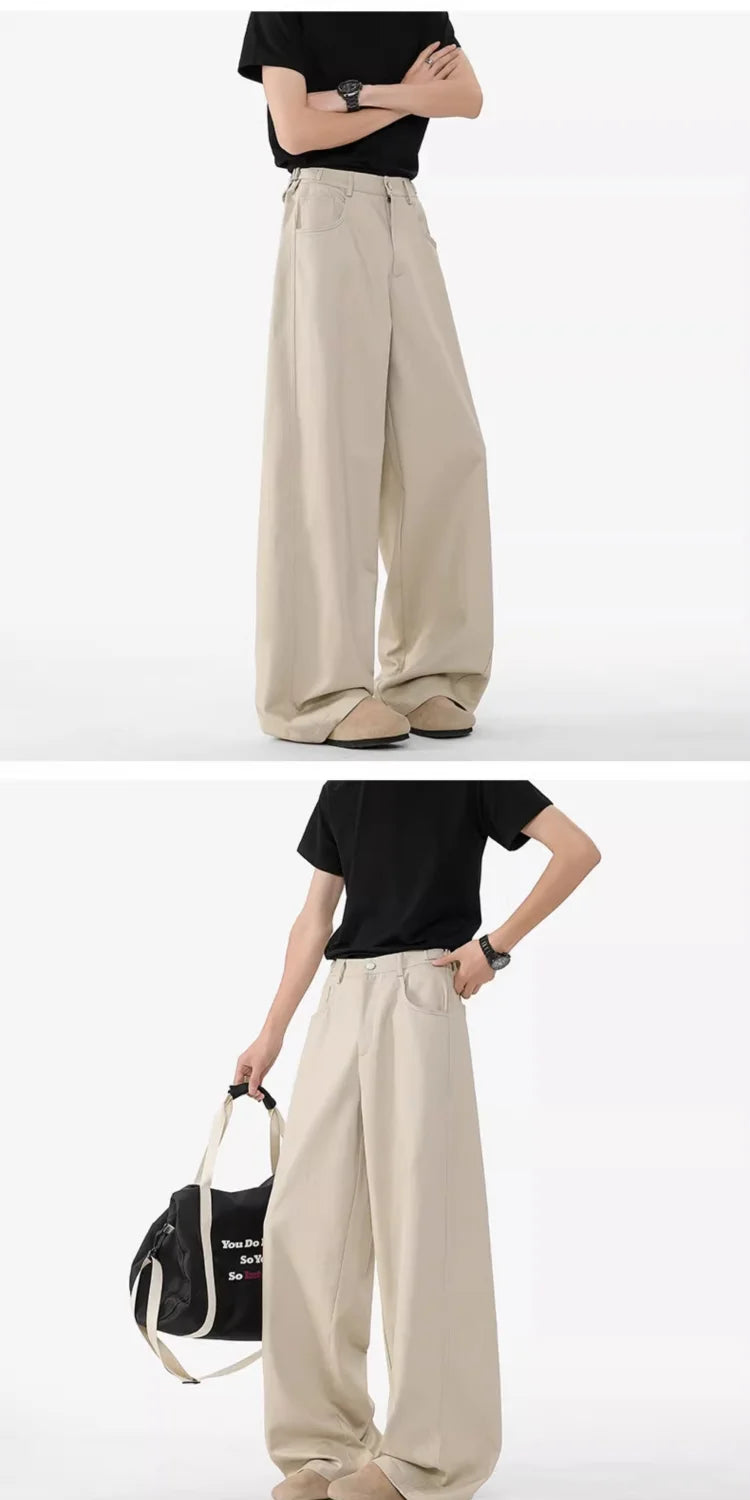 Men's Oversized Wide Leg Trousers High Waist Relaxed Fit Pants