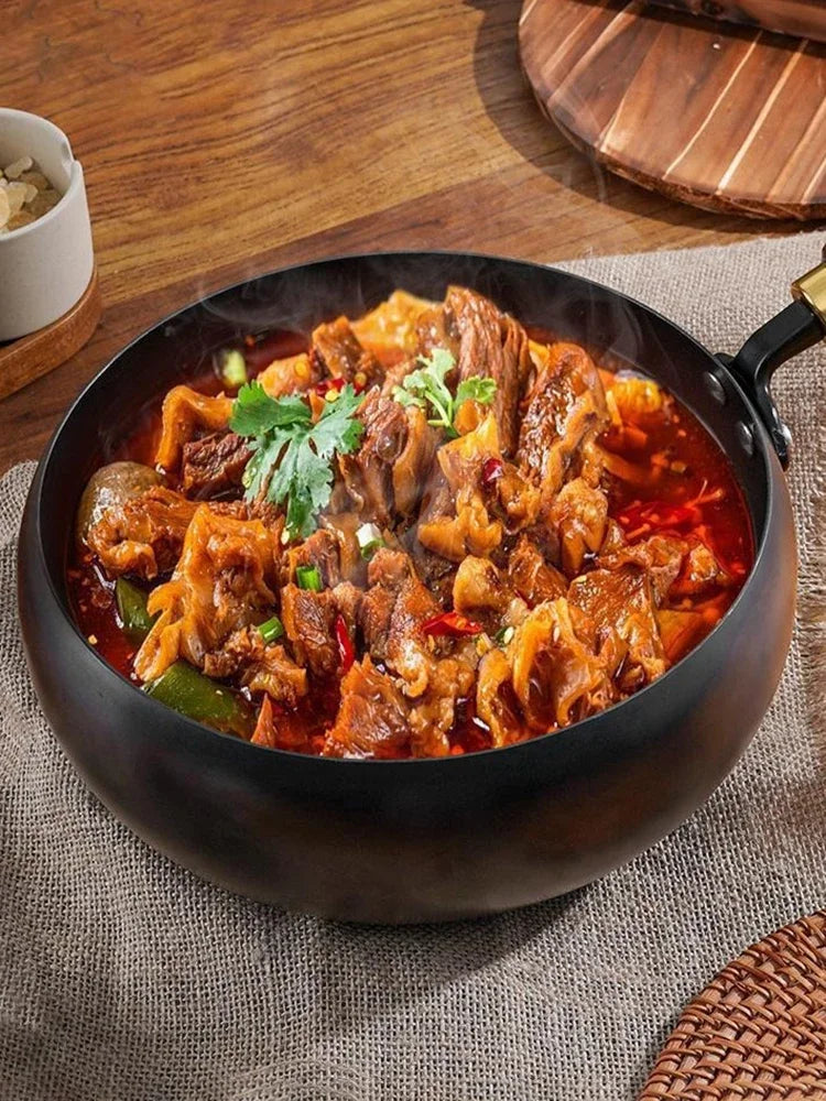 Handmade Forging Big Belly Pot Uncoated NON-STICK PAN Household Small Flat Bottom Frying Pan Kitchen Gas Stove Universal Pan