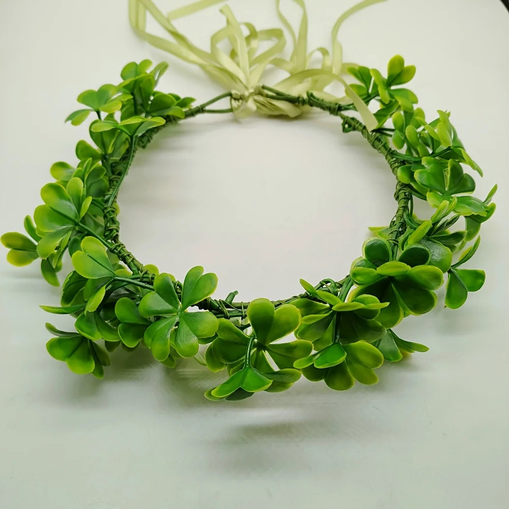 St. Patrick'S Day Green Floral Headband | Irish Style Plastic Flower Crown for Women and, Party Accessory.