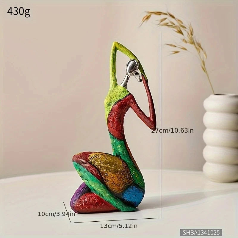 Art Female Sculpture Figurines, Abstract Woman Statue For Home Decor, Colorful Decorations For Living Room Shelf Office Cabinet