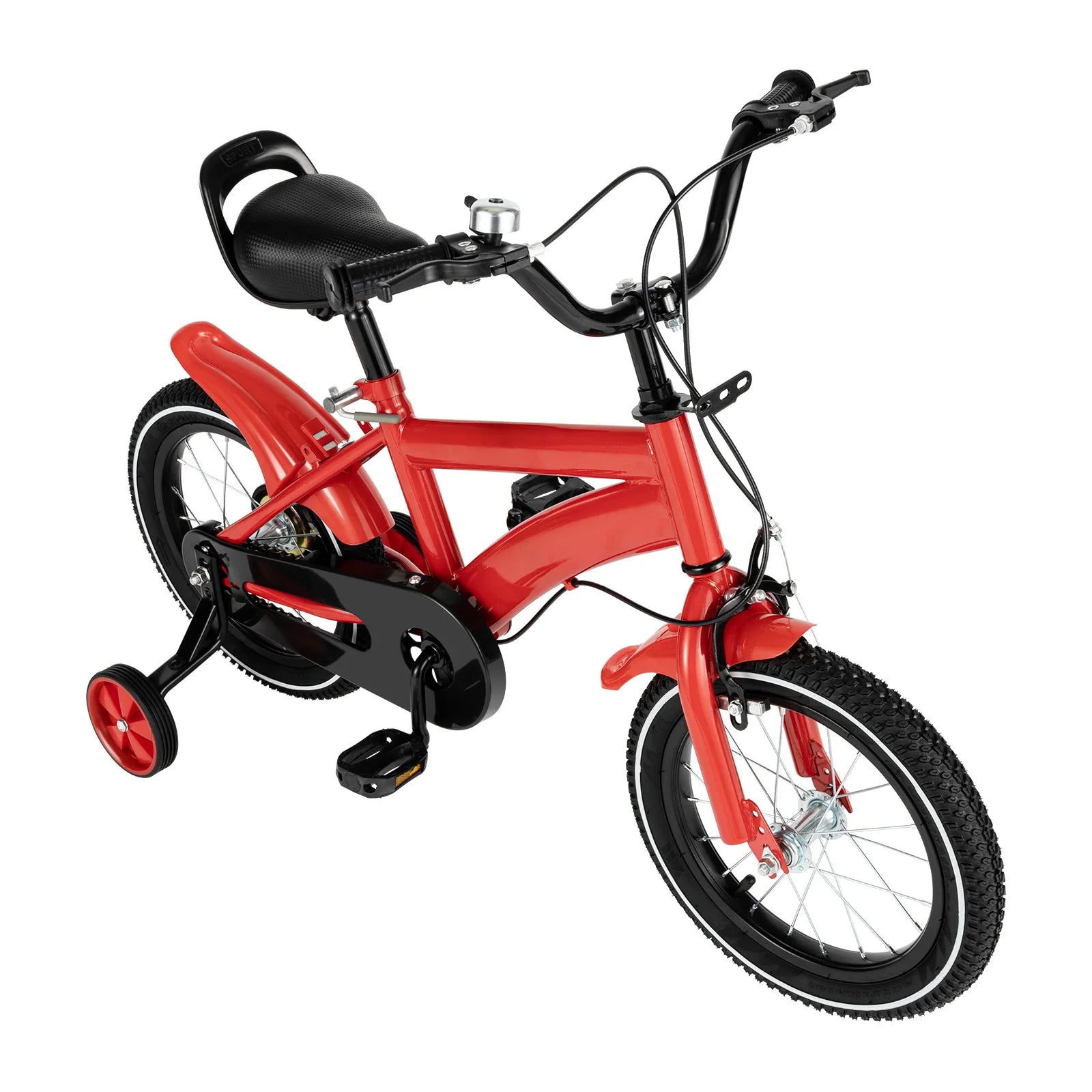 14inch Children's Bicycle with Training Wheel for 2-5 Year-Old Boys and Girls, Height Adjustable Kids Bike White/Yellow/Red/Blue