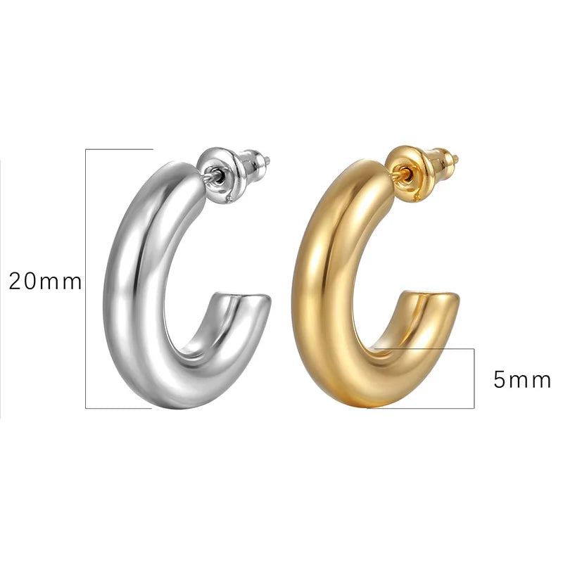 Most Popular Style Titanium Steel Hoop Earrings For Women C-type Peach Heart Round Ear Ring Non-fading Hot Selling Ear Jewelry