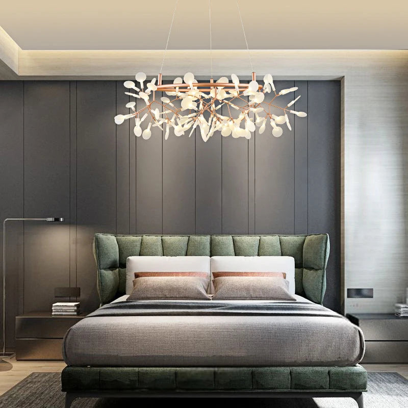 Nordic LED Firefly Ceiling Chandelier Modern Living Dining Room Pendant Lamp Bedroom Hanging Light Lustre Home Decor Fixture2023