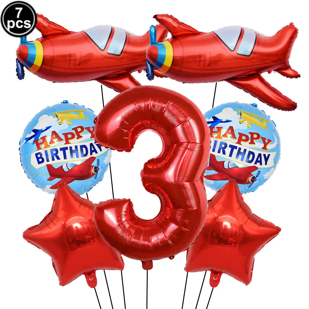 Airplane Birthday Party Supplies Plane Party Paper Plates Napkins Balloon Airplane Tablecloth Tableware for Baby Shower Decors